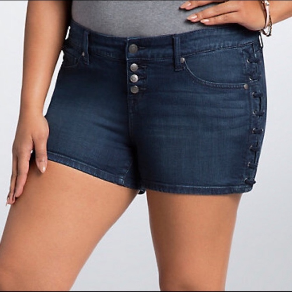 Torrid Denim Lace Up Shorts Size 24‎